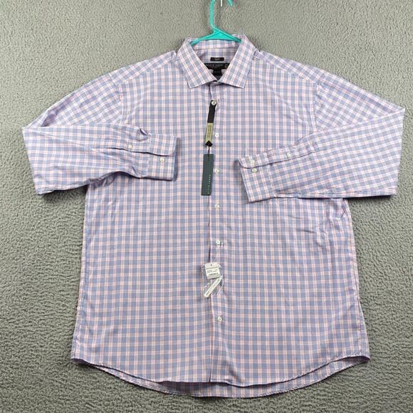 Pronto Uomo Non-Iron Slim Fit Button Dress Shirt Men's 18.5 36/37 XLT Plaid New - Picture 1 of 12